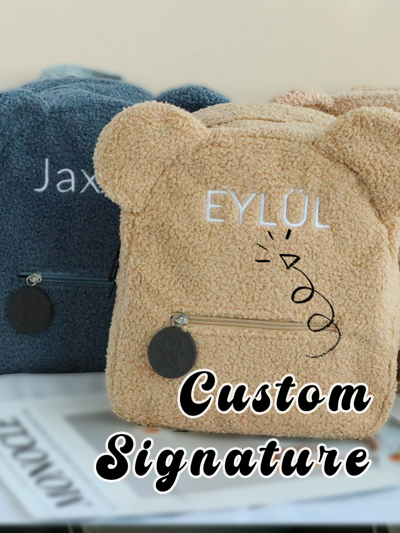 Custom Teddy Bear Backpack – Embroidered Plush Gift Bag